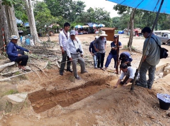 Archaeological excavation at the Preah Vihear temple parking lot